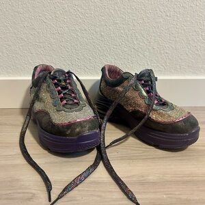 Irregular Choice Glitter Sparkly Lace Up Sneakers - Size 39